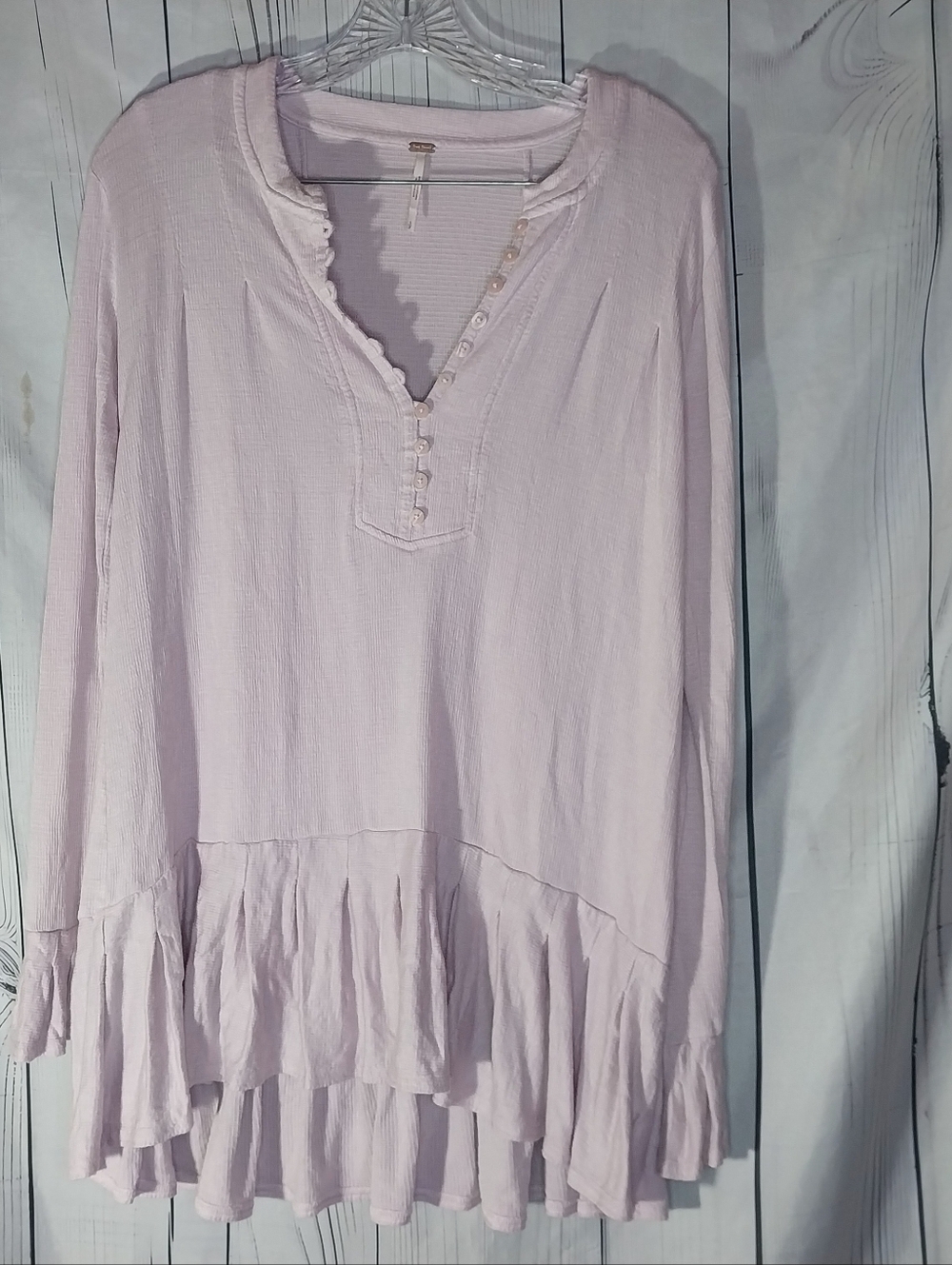 Free People Your Girl Ruffle-Hem Long Sleeve Tunic Boho Oversized Top